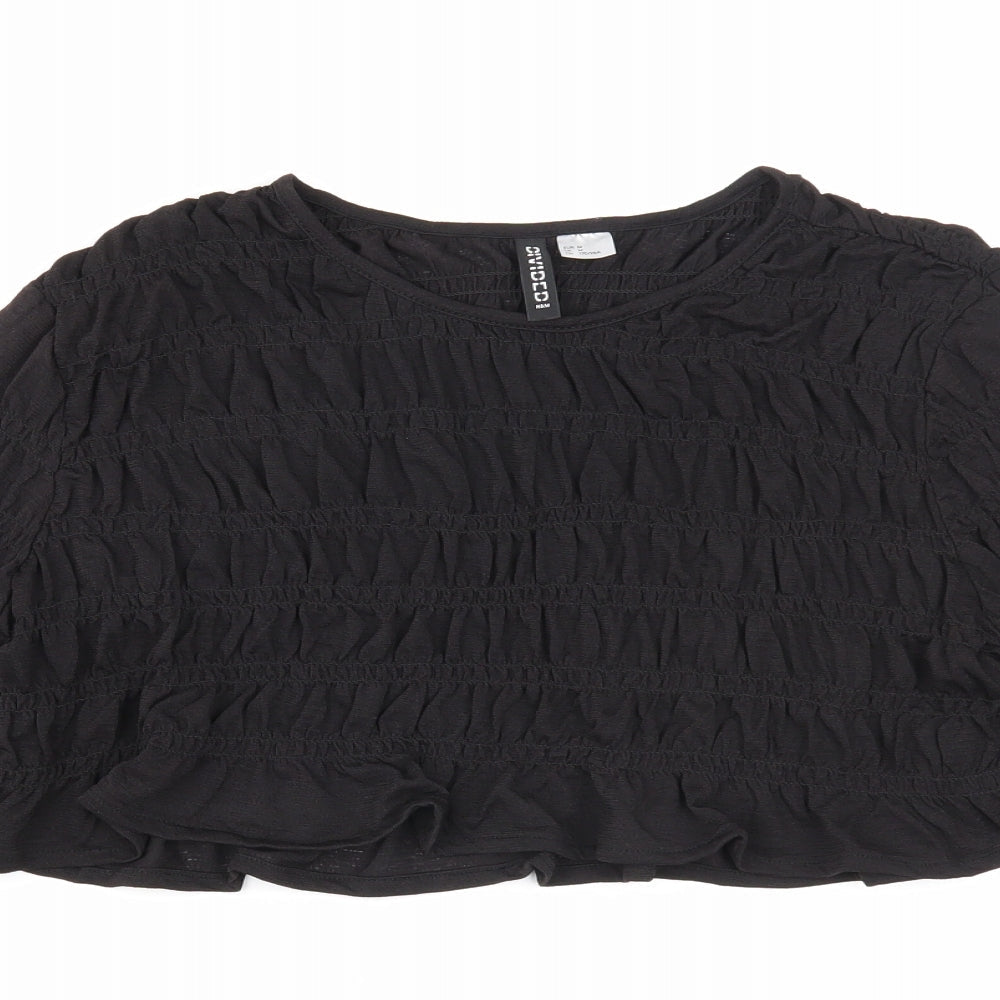 Womens UK Size M Divided Black Cropped T-Shirt