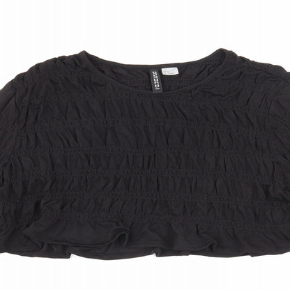 Womens UK Size M Divided Black Cropped T-Shirt