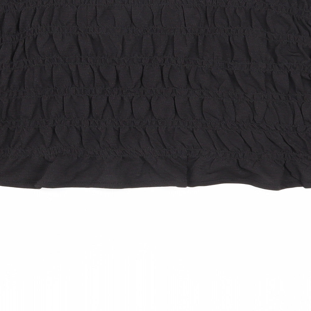 Womens UK Size M Divided Black Cropped T-Shirt