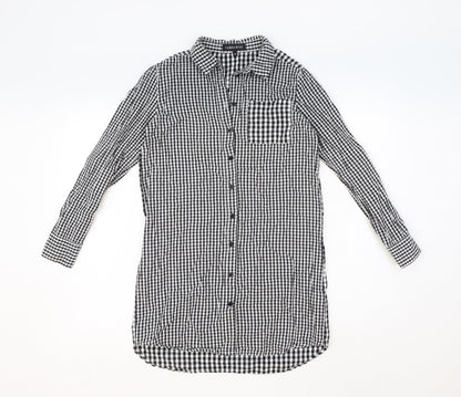 Womens UK Size 10 Cameo Rose Black Basic Button-Up