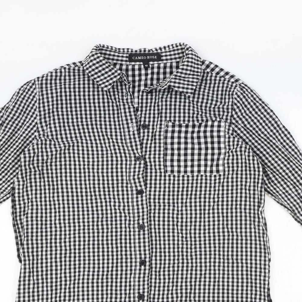 Womens UK Size 10 Cameo Rose Black Basic Button-Up