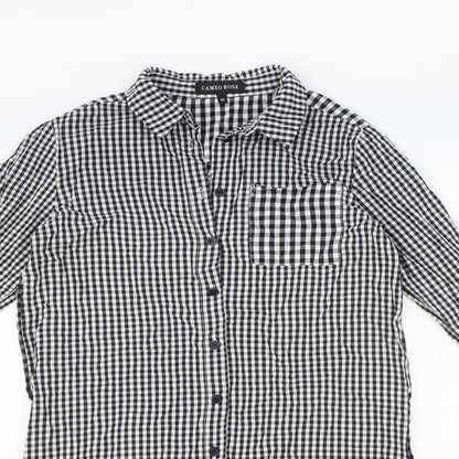Womens UK Size 10 Cameo Rose Black Basic Button-Up