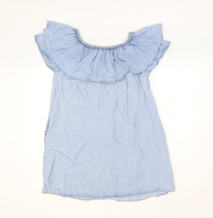 Zara Womens Blue Lyocell Mini Size XS Round Neck Pullover