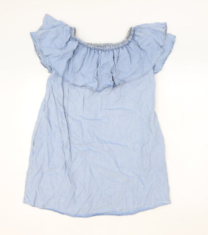 Zara Womens Blue Lyocell Mini Size XS Round Neck Pullover
