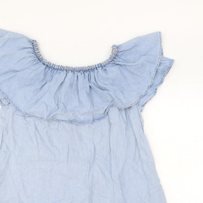 Zara Womens Blue Lyocell Mini Size XS Round Neck Pullover