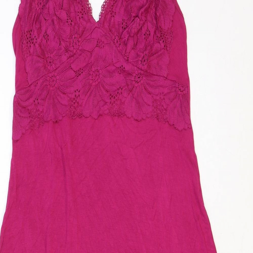 Marks and Spencer Womens Pink Viscose Maxi Size 10 V-Neck Pullover