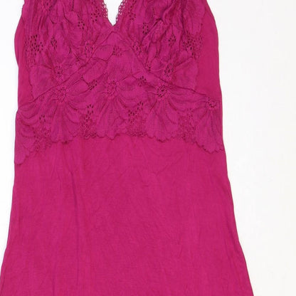 Marks and Spencer Womens Pink Viscose Maxi Size 10 V-Neck Pullover