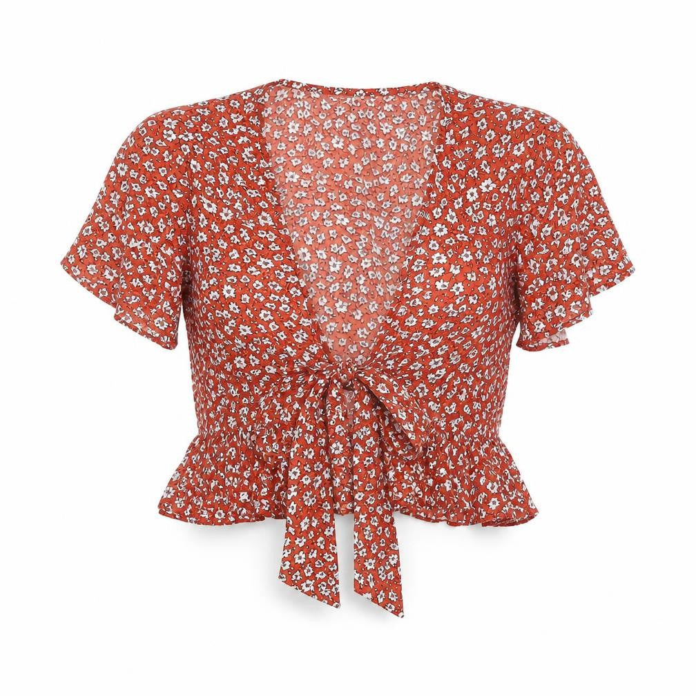 Womens UK Size XS SheIn Orange Cropped Blouse