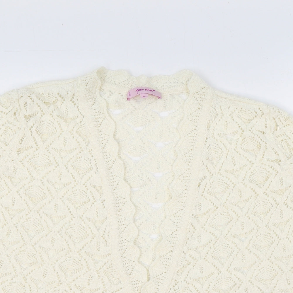 Womens UK Size 16 Marks and Spencer Ivory Cardigan Jumper