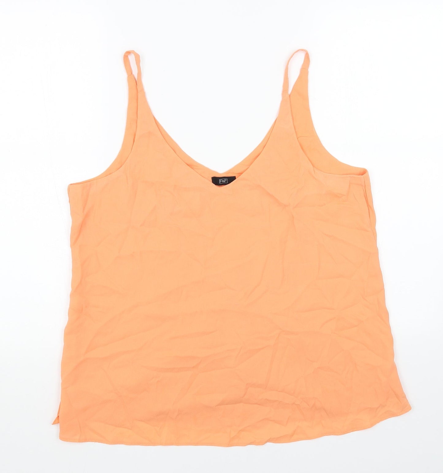 F&F Womens Orange Polyester Camisole Tank Size 14 V-Neck
