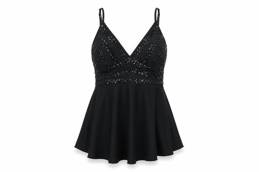 MOTIVI Womens Black Polyester Camisole Tank Size M V-Neck