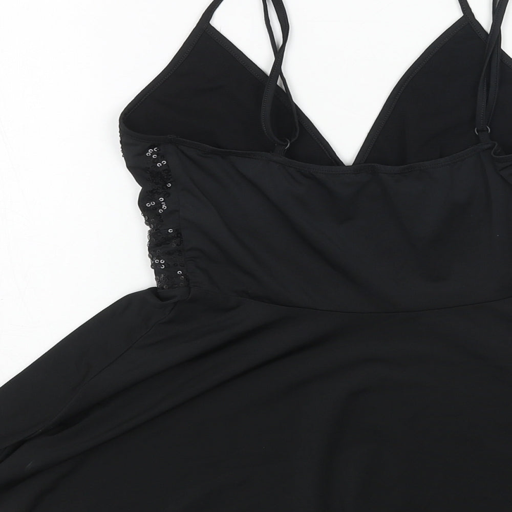 MOTIVI Womens Black Polyester Camisole Tank Size M V-Neck