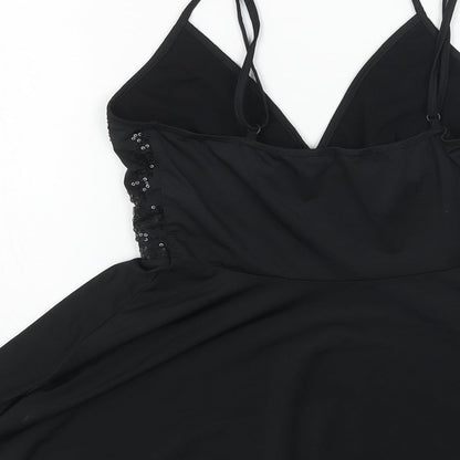 MOTIVI Womens Black Polyester Camisole Tank Size M V-Neck