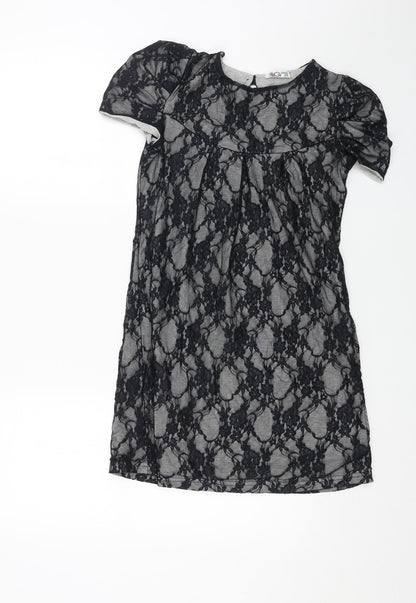 WalG Womens Blue Floral Polyester A-Line Size S Round Neck Pullover