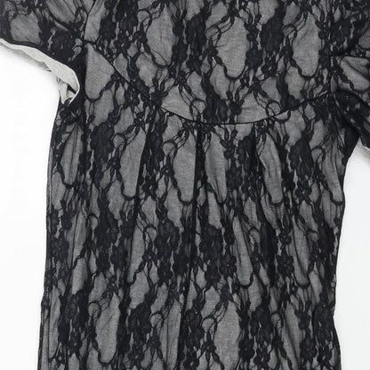 WalG Womens Blue Floral Polyester A-Line Size S Round Neck Pullover