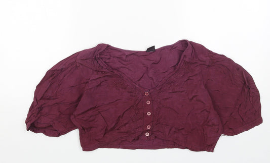 Womens UK Size One Size Preworn Purple Cropped Button-Up
