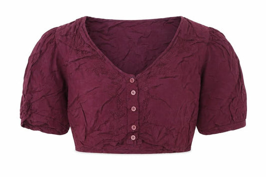 Womens UK Size One Size Preworn Purple Cropped Button-Up