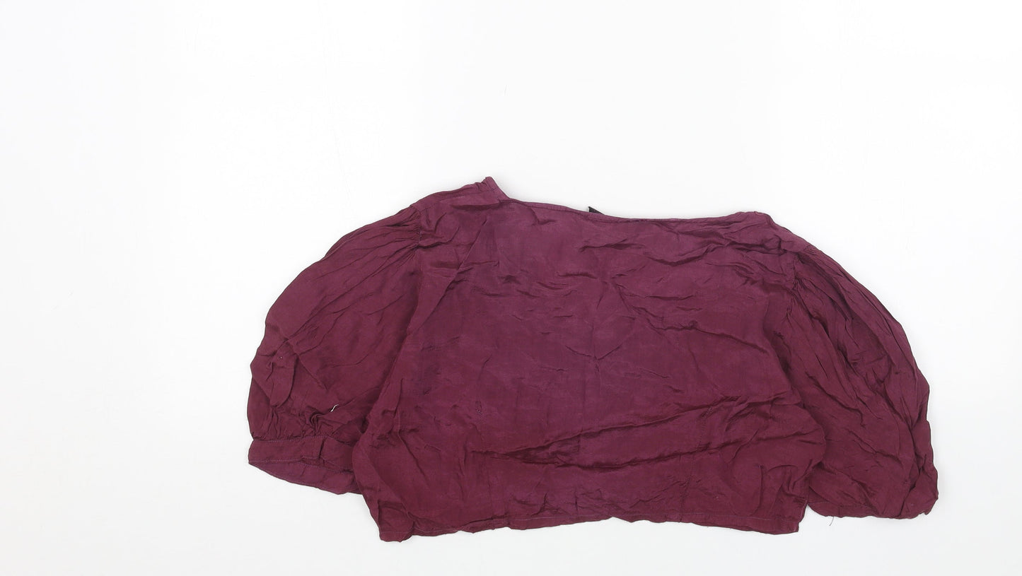 Womens UK Size One Size Preworn Purple Cropped Button-Up