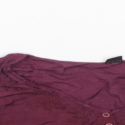 Womens UK Size One Size Preworn Purple Cropped Button-Up