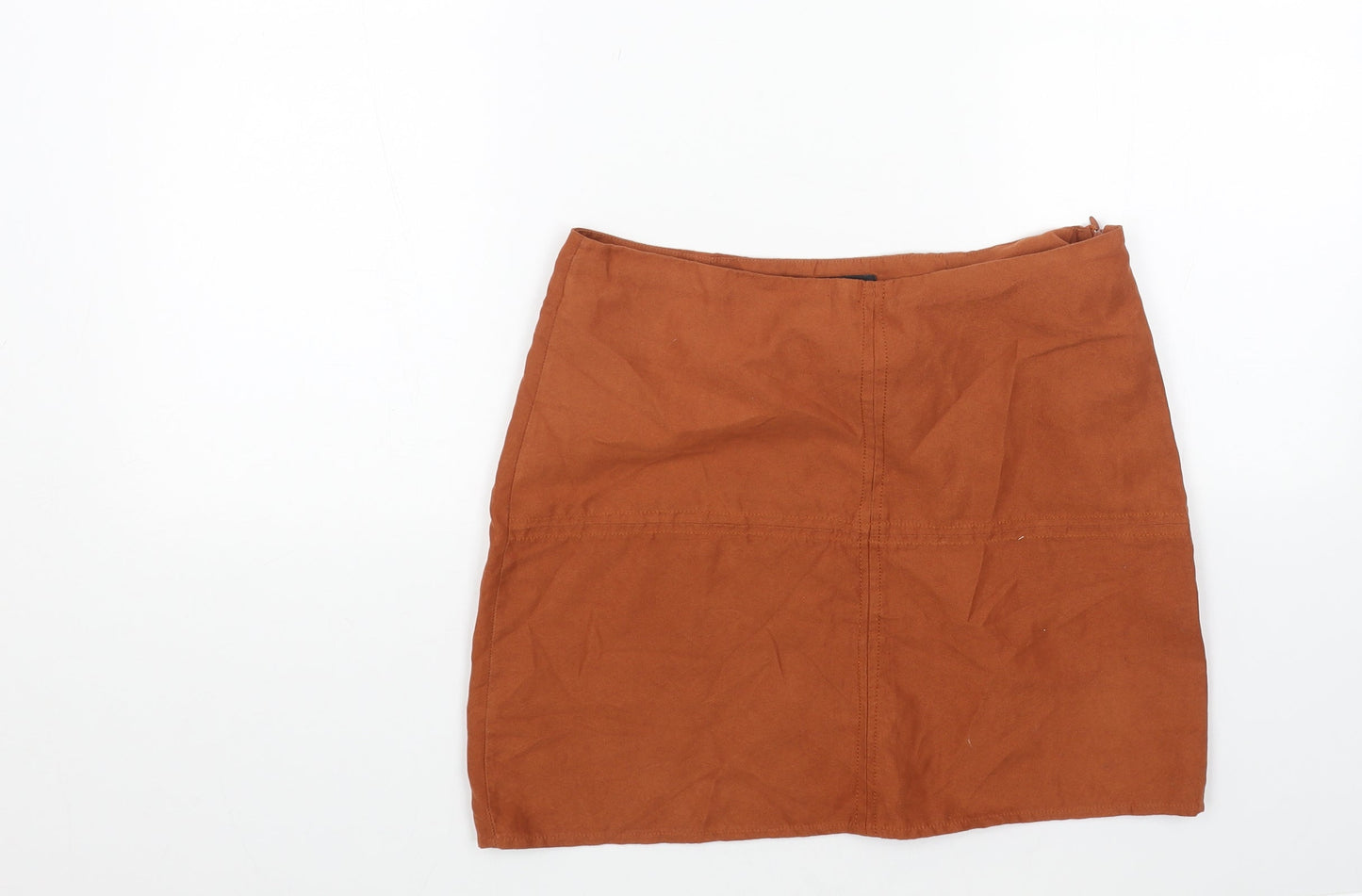 Primark Womens Orange Polyester Mini Skirt Size 10 Zip