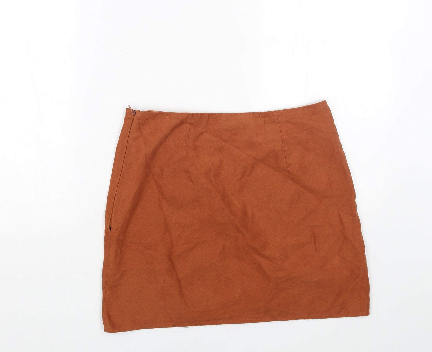 Primark Womens Orange Polyester Mini Skirt Size 10 Zip