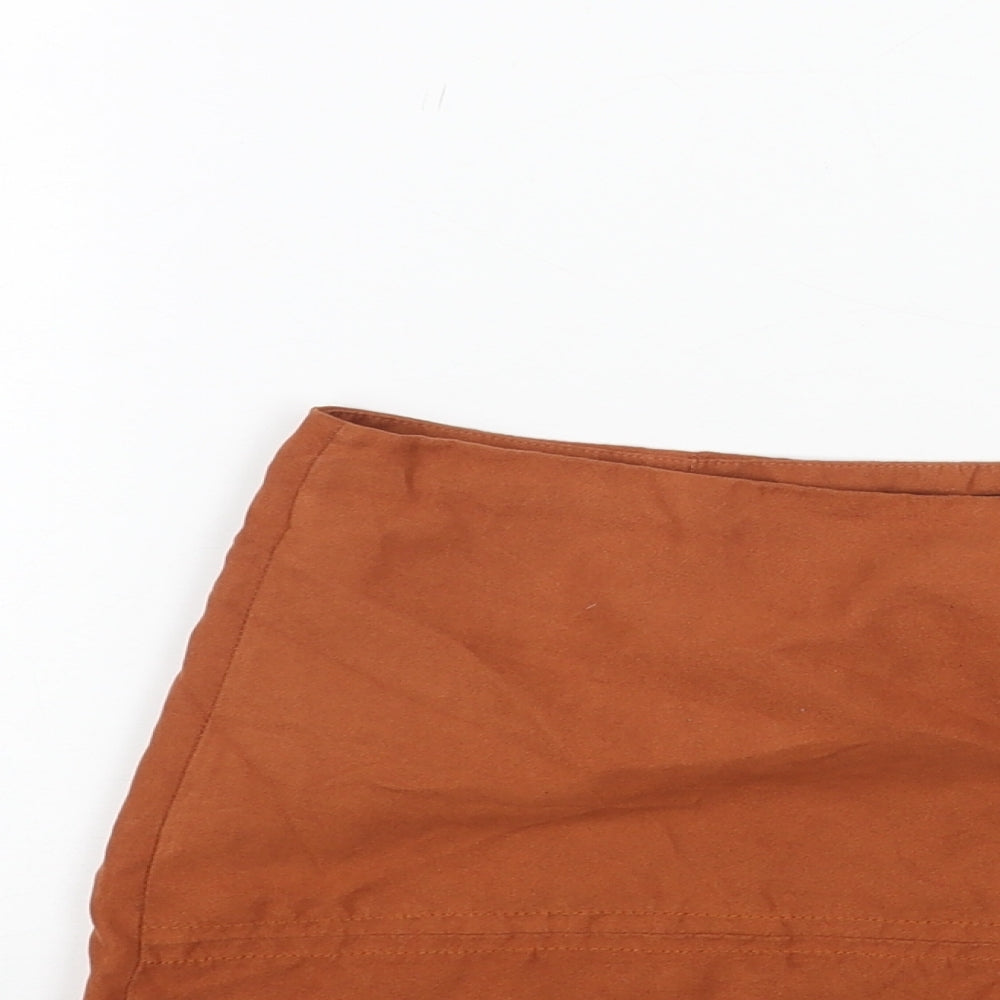 Primark Womens Orange Polyester Mini Skirt Size 10 Zip