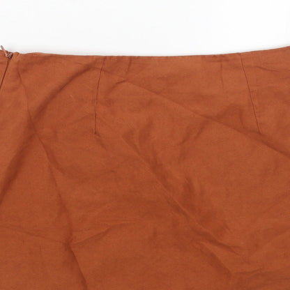 Primark Womens Orange Polyester Mini Skirt Size 10 Zip