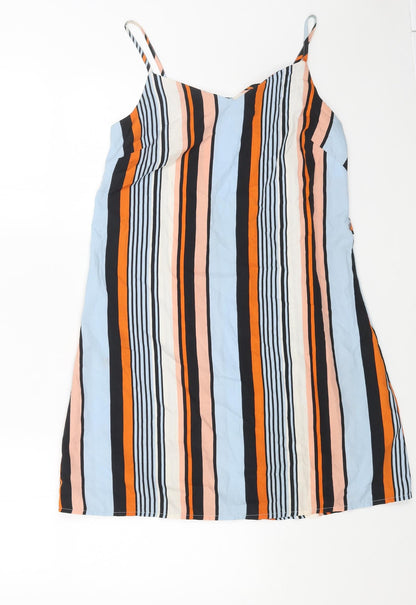 Primark Womens Multicoloured Striped Polyester Camisole Tank Size 8 V-Neck