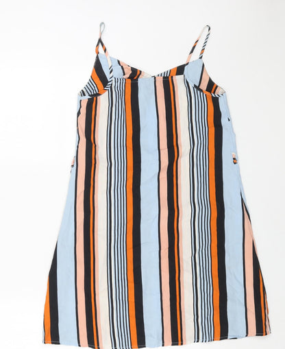 Primark Womens Multicoloured Striped Polyester Camisole Tank Size 8 V-Neck