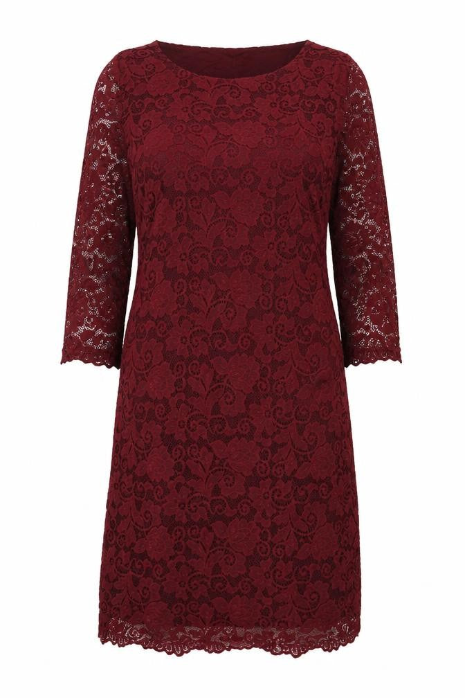 Izabel London Womens Red Geometric Polyester A-Line Size 10 Round Neck