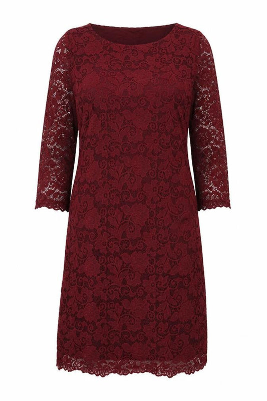 Izabel London Womens Red Geometric Polyester A-Line Size 10 Round Neck