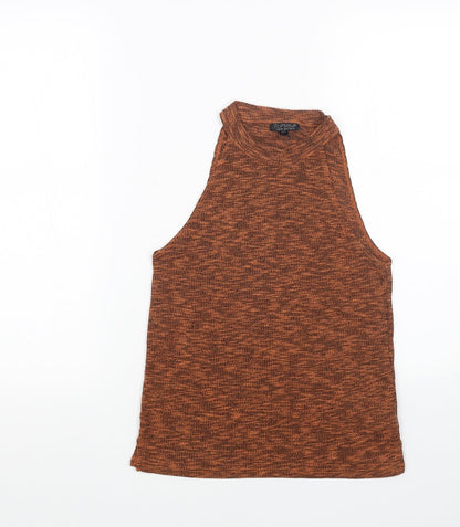 Womens UK Size 10 Topshop Orange Basic Tank