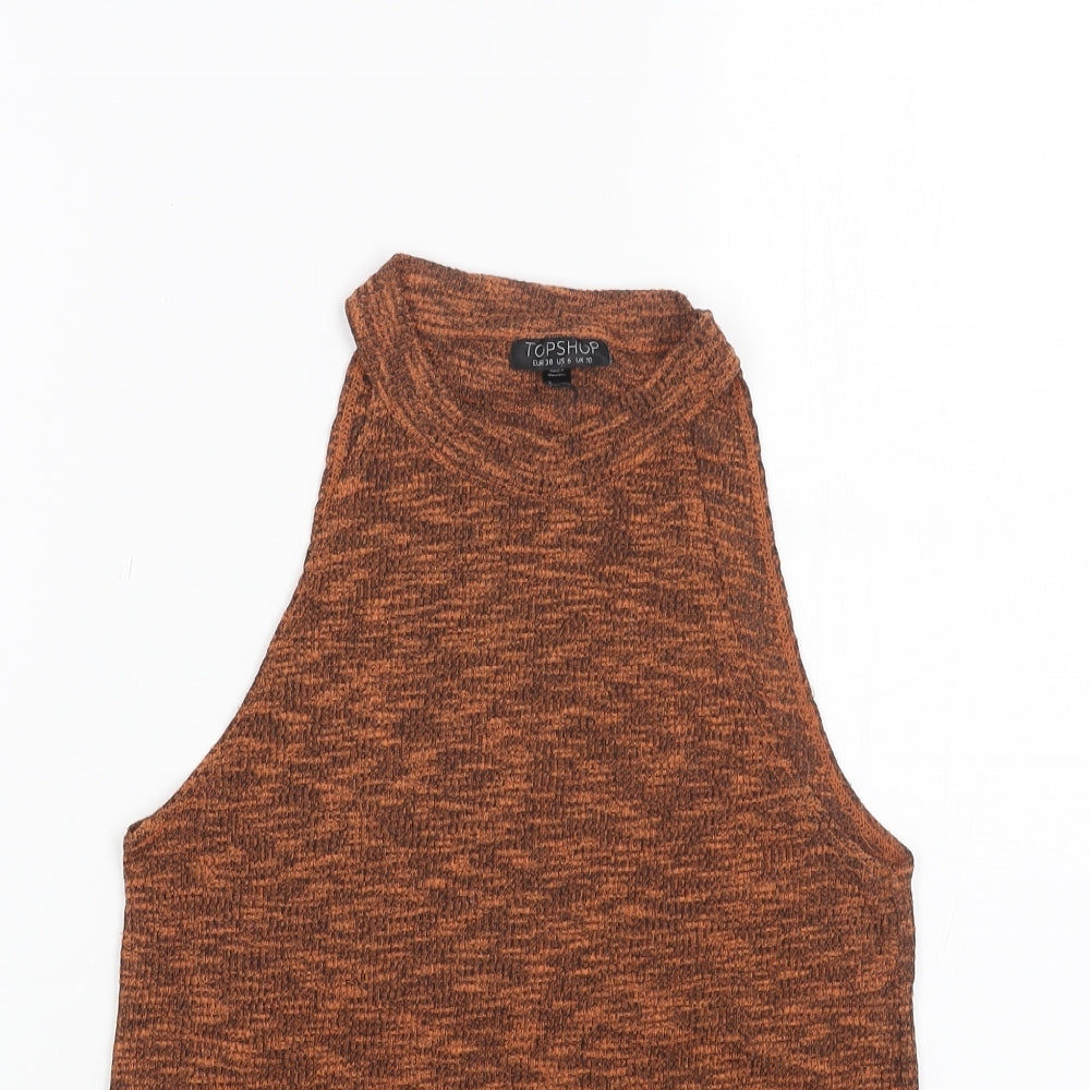 Womens UK Size 10 Topshop Orange Basic Tank