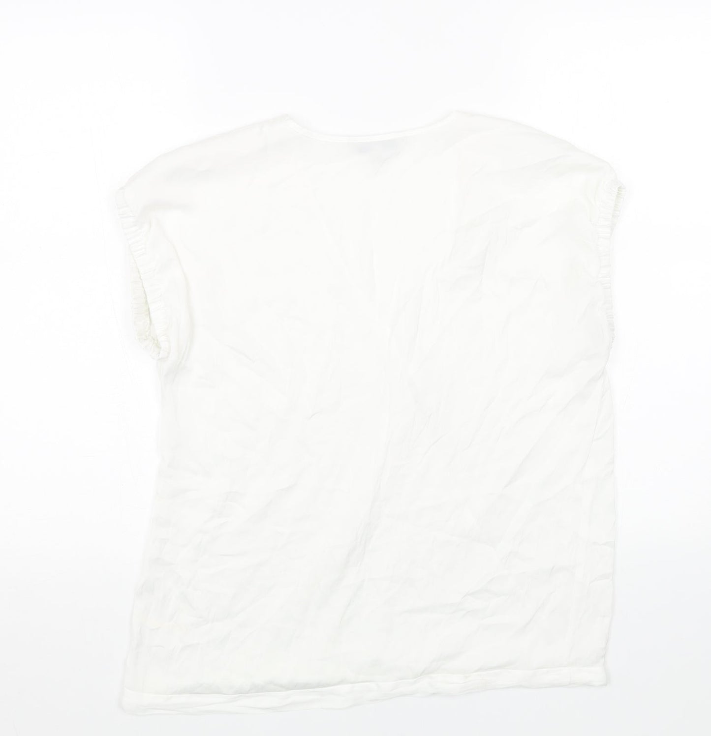 NEXT Womens White Polyester Basic Blouse Size 10 V-Neck