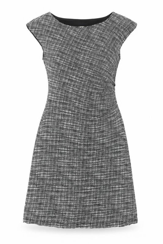 LOFT Womens Black Geometric Viscose A-Line Size S Boat Neck Pullover