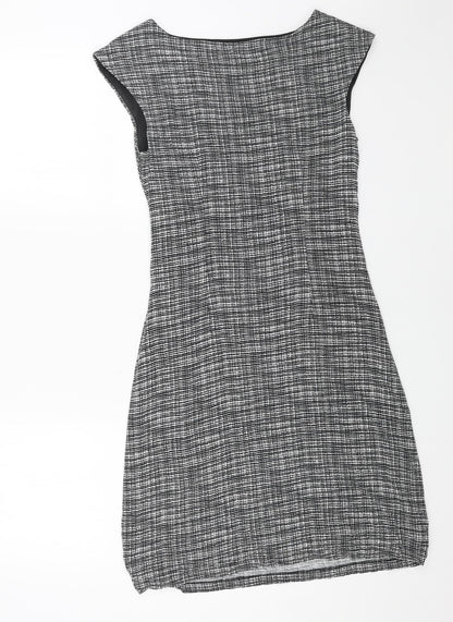 LOFT Womens Black Geometric Viscose A-Line Size S Boat Neck Pullover