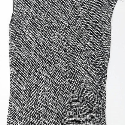 LOFT Womens Black Geometric Viscose A-Line Size S Boat Neck Pullover