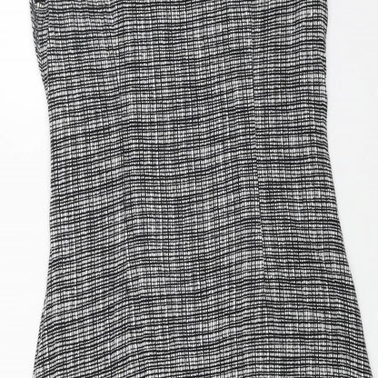 LOFT Womens Black Geometric Viscose A-Line Size S Boat Neck Pullover