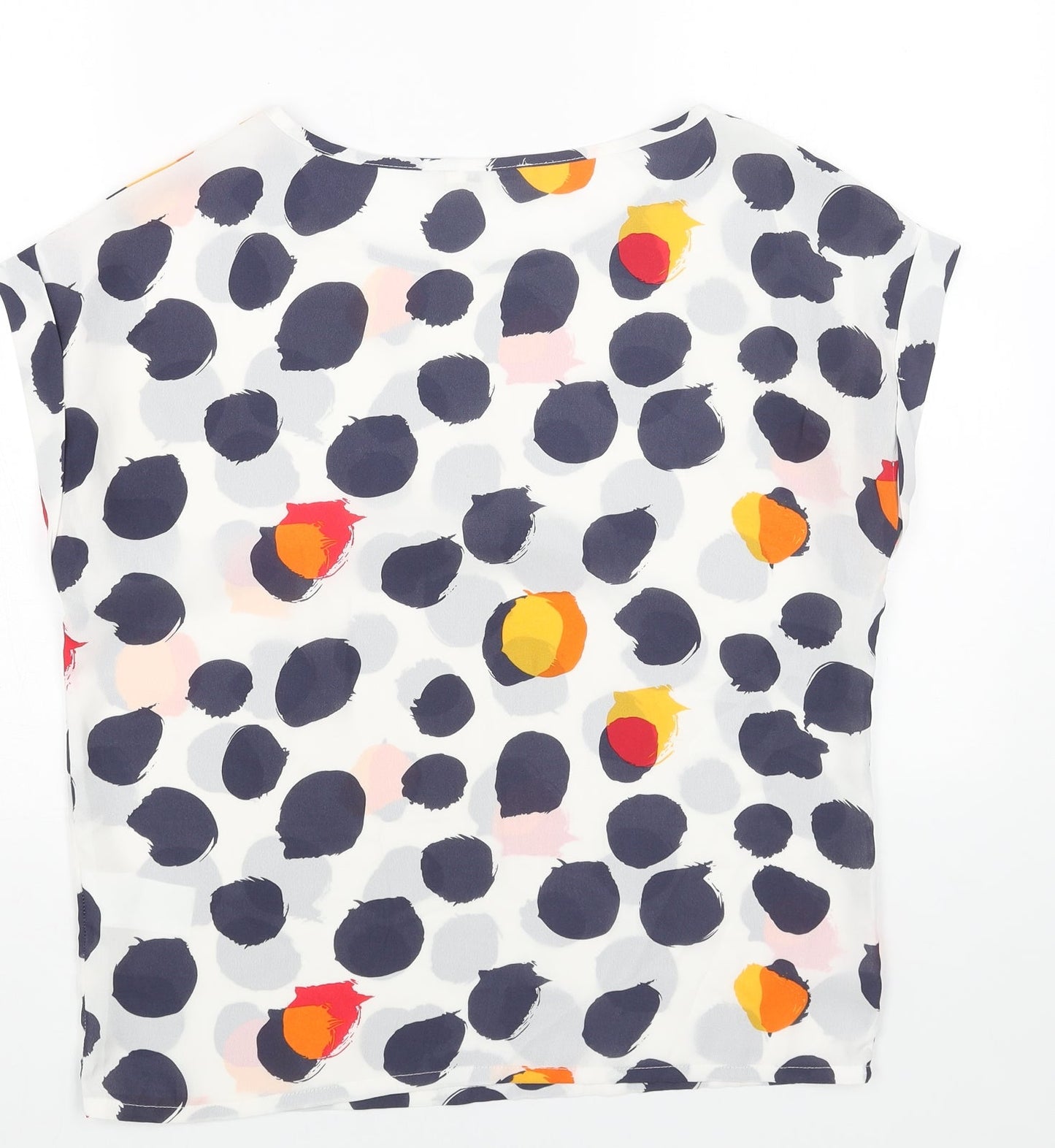 SWEET MISS Womens White Geometric Polyester Basic Blouse Size M Scoop Neck