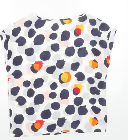 SWEET MISS Womens White Geometric Polyester Basic Blouse Size M Scoop Neck