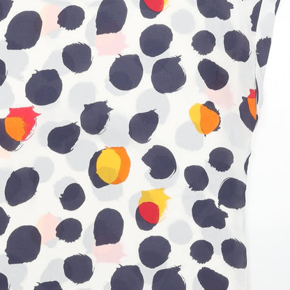 SWEET MISS Womens White Geometric Polyester Basic Blouse Size M Scoop Neck