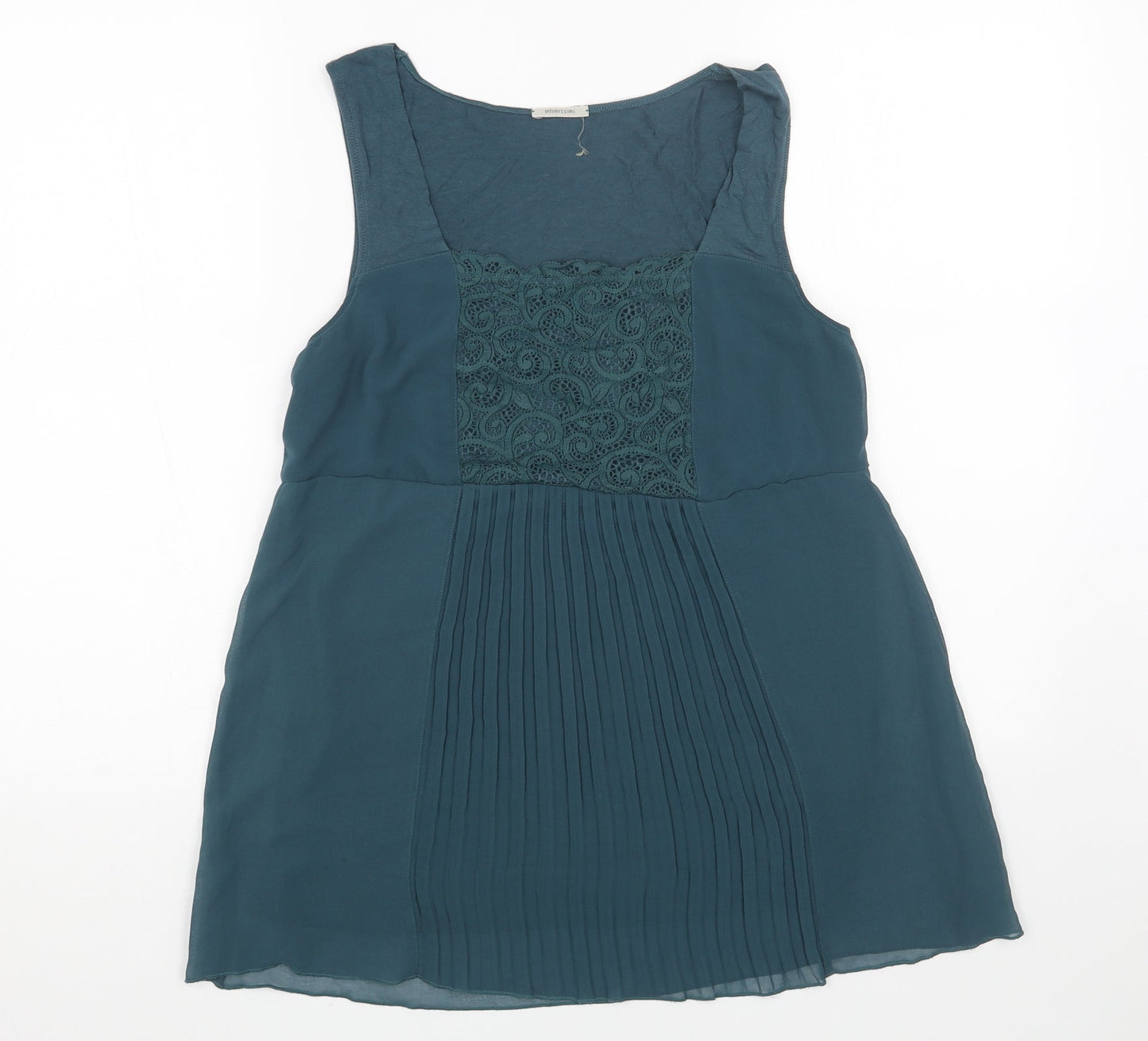 Womens UK Size L Preworn Green Basic Blouse