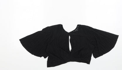 Womens UK Size 8 New Look Black Cropped Blouse