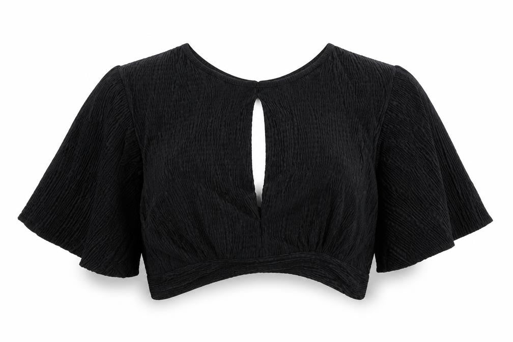 Womens UK Size 8 New Look Black Cropped Blouse