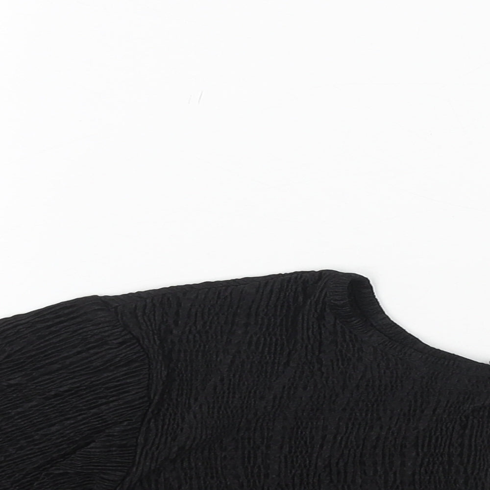 Womens UK Size 8 New Look Black Cropped Blouse