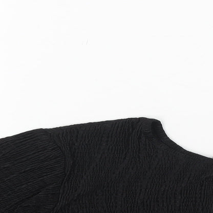 Womens UK Size 8 New Look Black Cropped Blouse
