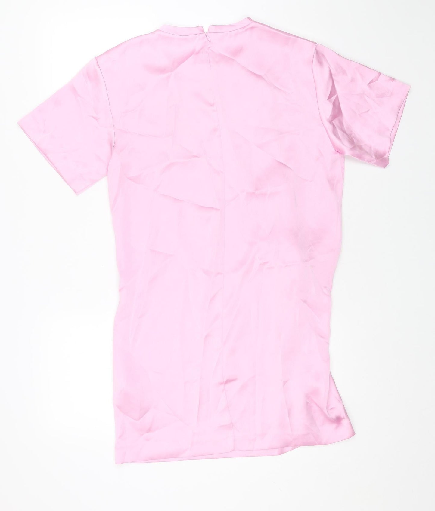 Zara Womens Pink Polyester T-Shirt Dress Size M Round Neck Zip - Front Detail
