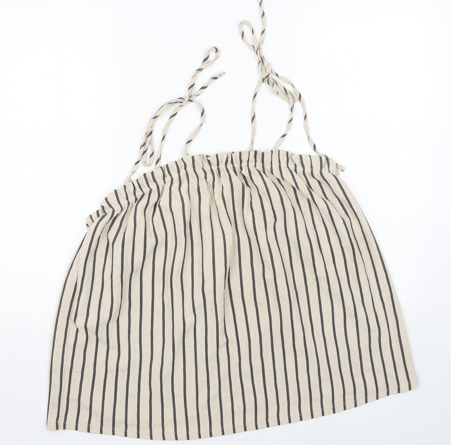 George Womens Beige Striped Polyester Basic Tank Size 20 Square Neck