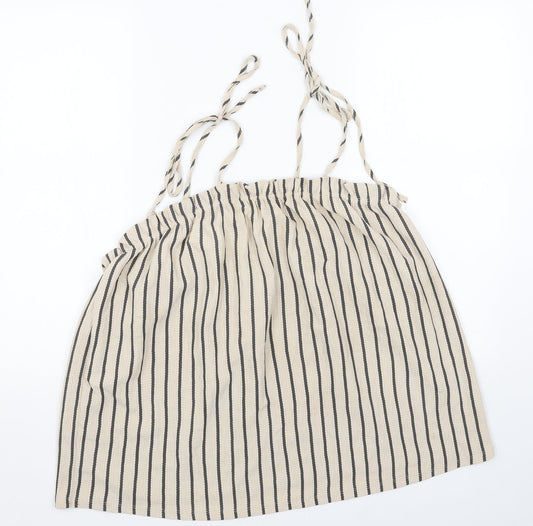 George Womens Beige Striped Polyester Basic Tank Size 20 Square Neck