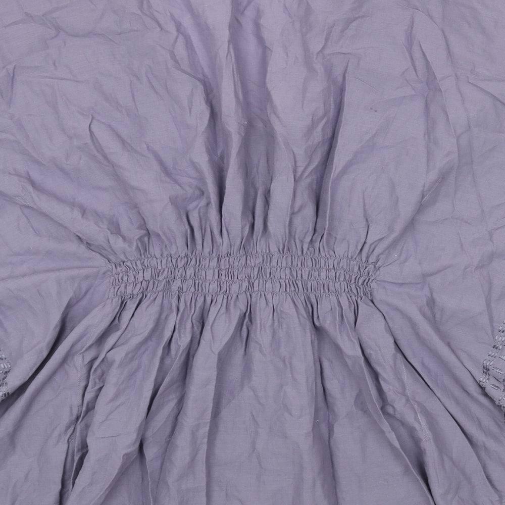 Accessorize Womens Blue Cotton Basic Blouse Size S V-Neck